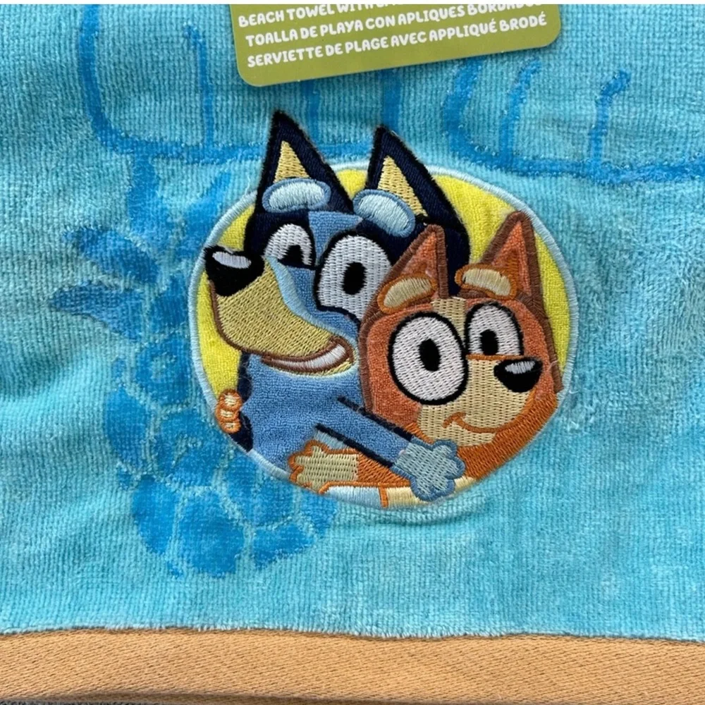 - Bluey & Bingo Beach towel with Embroidered (86 cm X 160 cm )